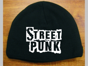 Street Punk čierna pletená čiapka stredne hrubá vo vnútri naviac zateplená, univerzálna veľkosť, materiálové zloženie 100% akryl